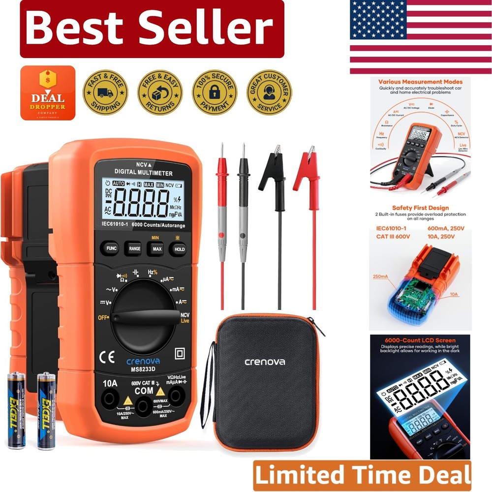 Compact MS8233D Digital Multimeter – 6000 Counts, Ideal for Electricians