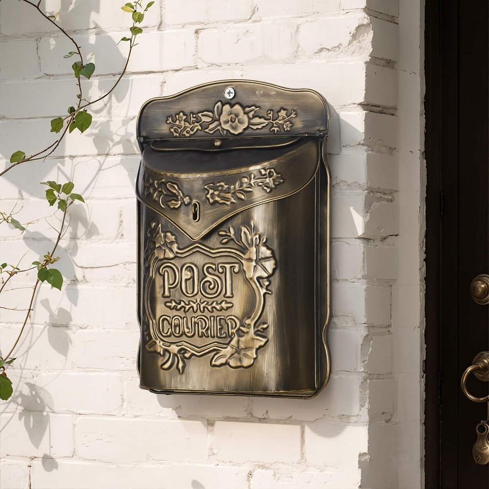 Wall Mount Mailbox, Mailboxes for Outside, Decorative Vintage Mailbox, Bronze
