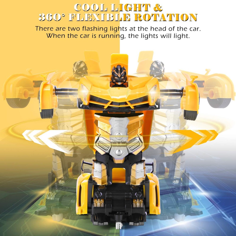Dolanus Remote Control Car - Transform Transforming Robot RC Car, Yellow