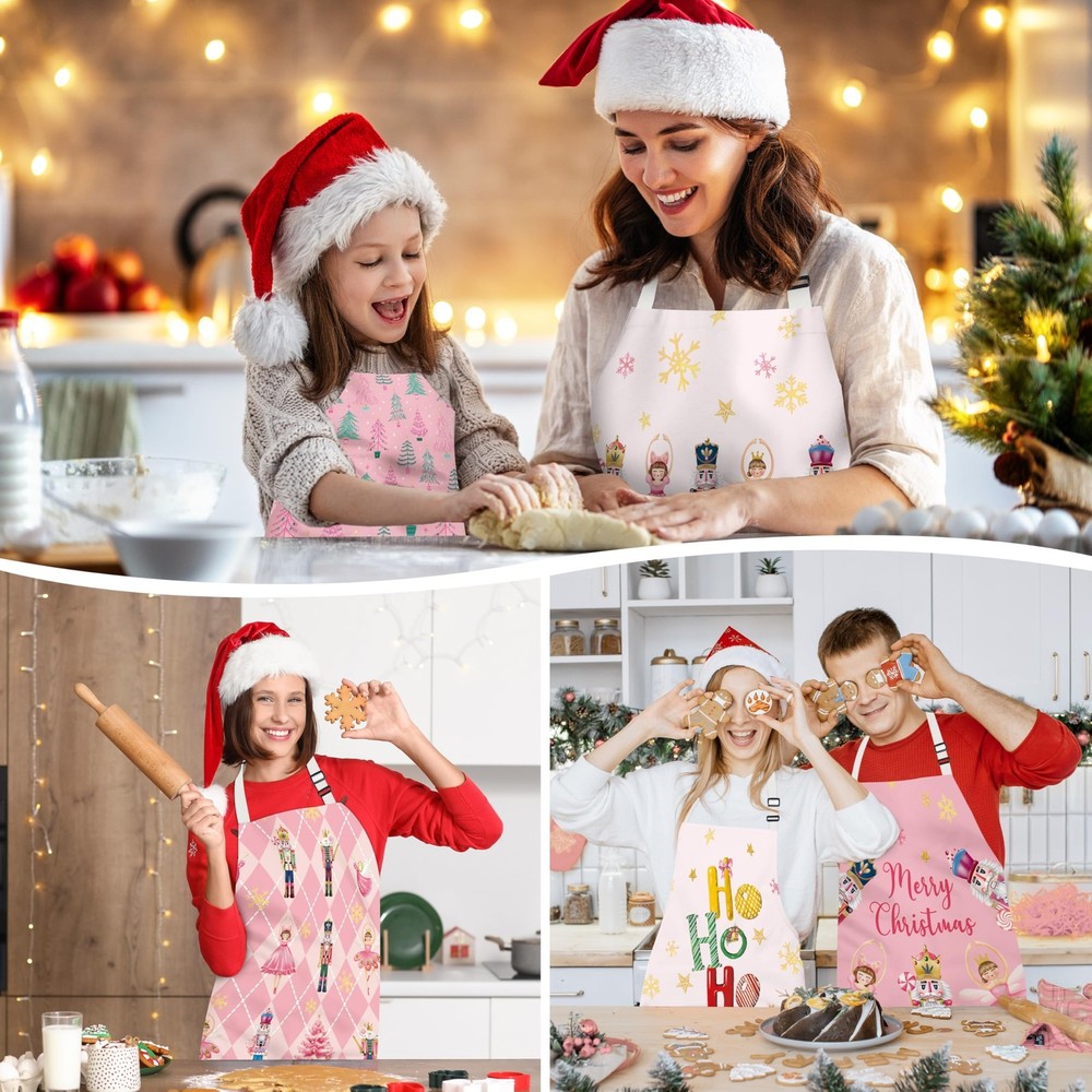 6 Pcs Christmas Aprons - Xmas Kitchen Aprons with Adjustable Neck Strap - Wat...