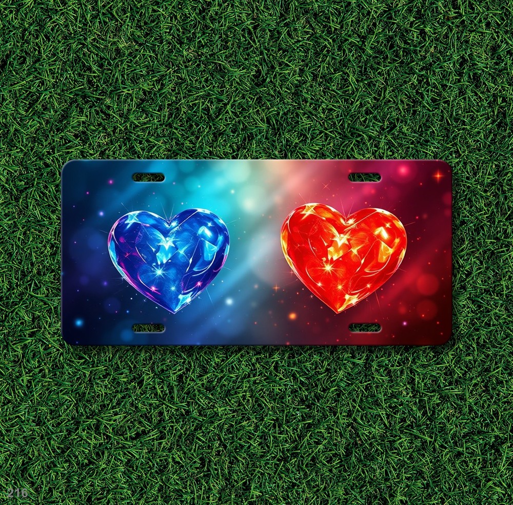 Vibrant Hearts License Plate Optional Text Vanity Plate Special Gift