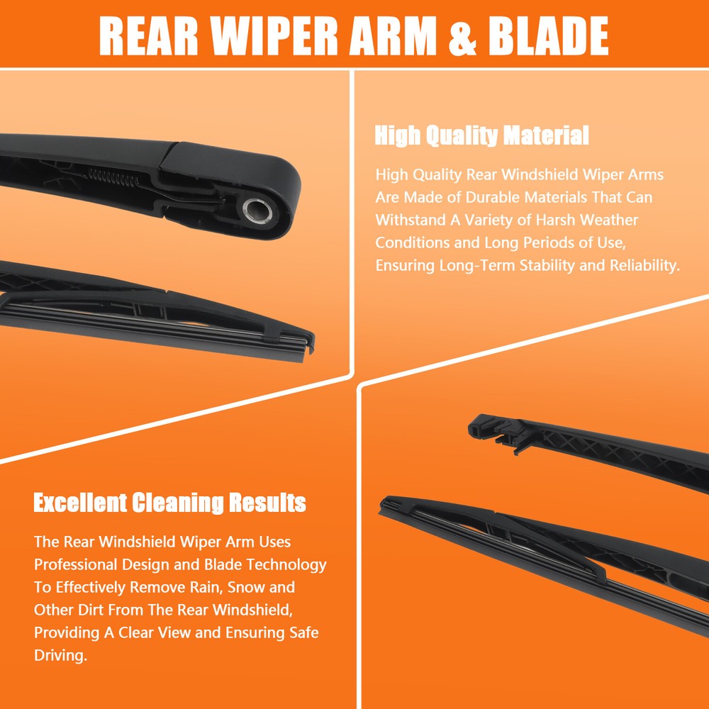 Rear Windshield Back Wiper Arm Blade Set Fits for 2004-2009 Mazda 3 Hatchback