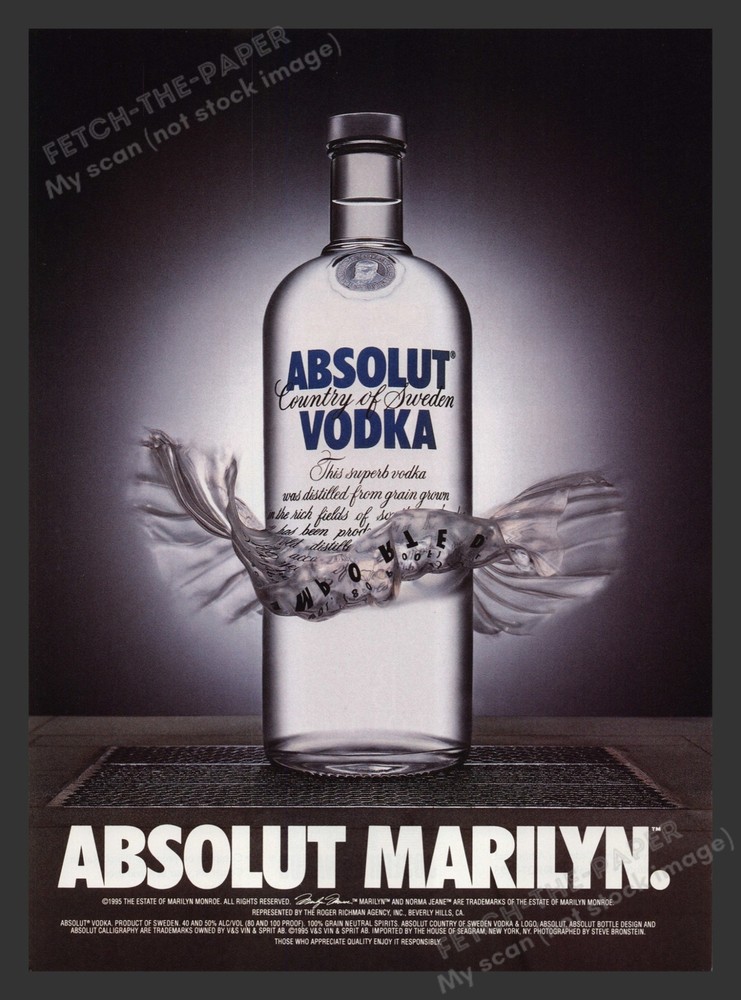 Absolut Marilyn Monroe Vodka 1990s Print Ad 1995