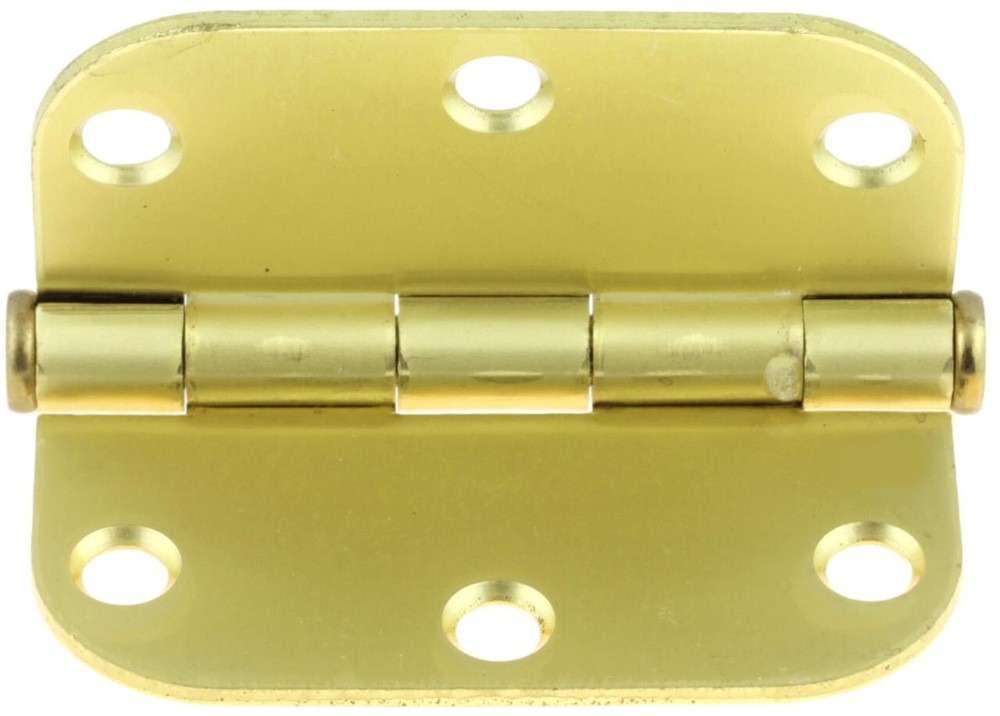 (12 Pack) 3" Round Corner 5/8" Radius Hinge - Polished Brass