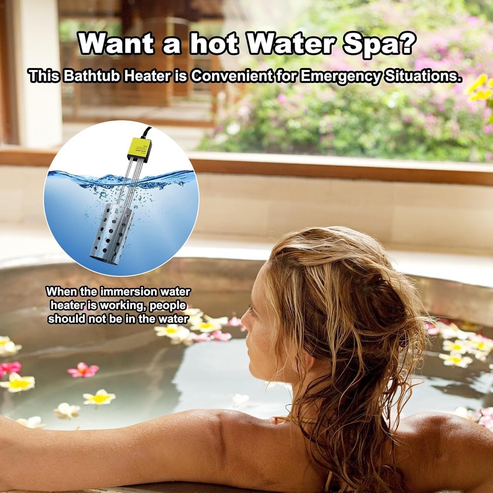 1500W Immersion Heater, Gesail UL-Listed Bucket Water Heater 304 Stainless-Steel