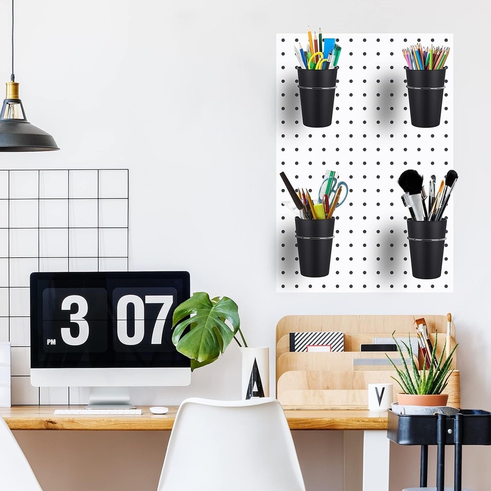 6 Set Ring Style Pegboard Hooks with Cups - Durable Storage for Crafts & Garage