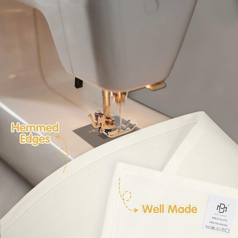 6 Pack Ivory Tablecloths Rectangular Washable Stain Resistant Linen Event Party