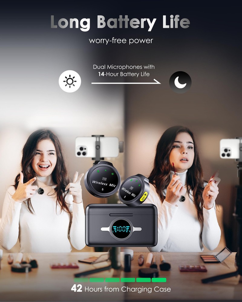 Wireless Lavalier Microphone for iPhone/Android, Lapel Mics with USB-Plug-Pla...