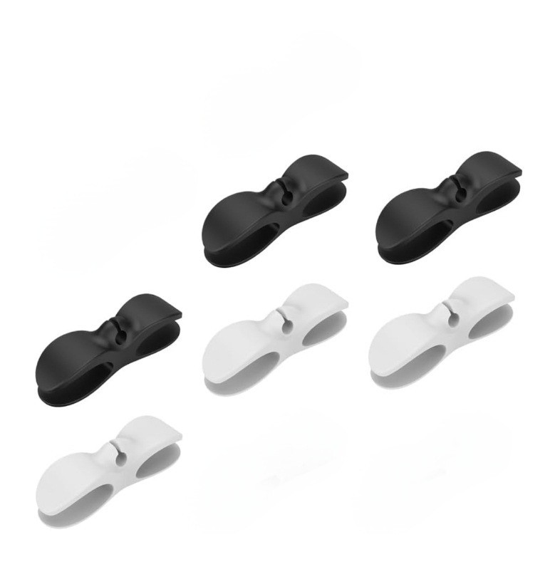 6 Pack White & Black Versatile Cord Winder Easy Install Home Clutter Organizer