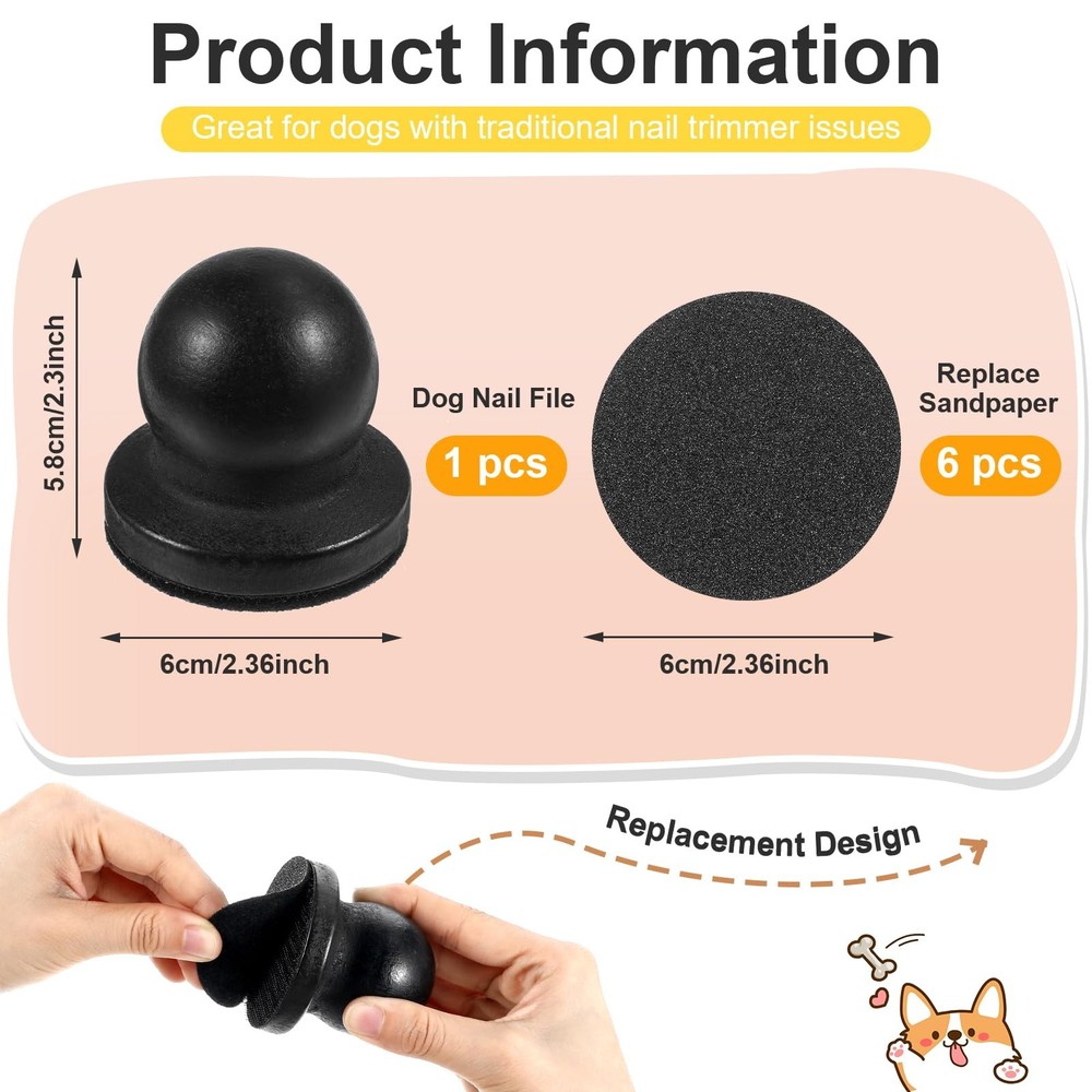 Dog Nail File with 6Pcs Replaceable Filing Disc, Dog Scratch Board for Safe a...