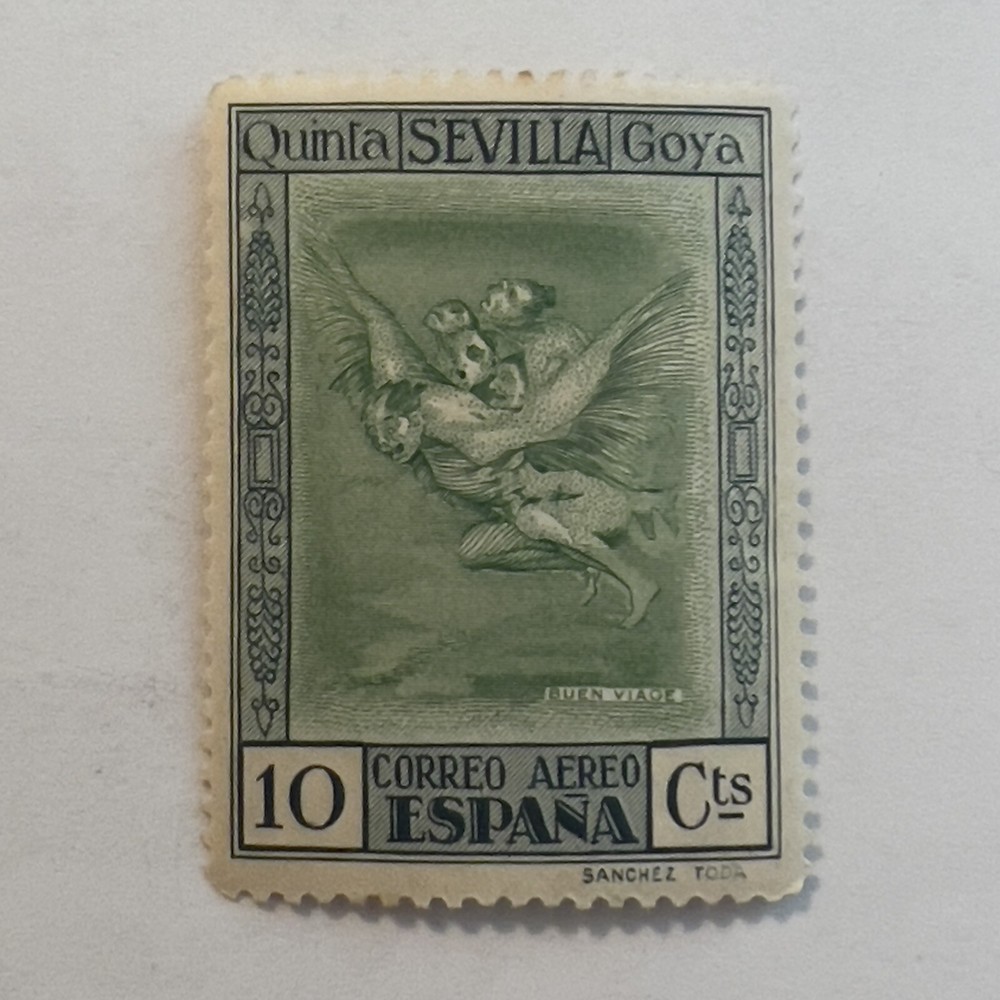 1930 SPAIN 10C STAMP #C22 MINT MH OG SIGNED ON BACK