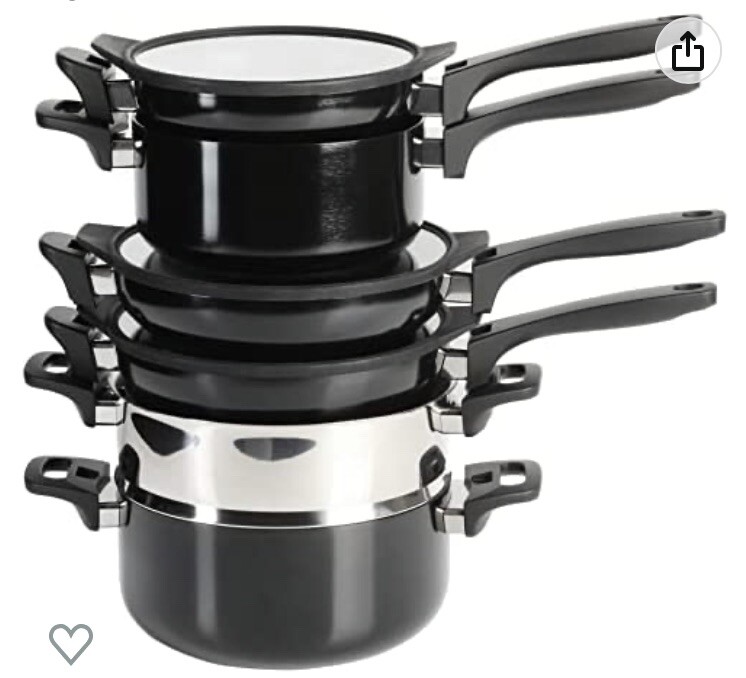 Kenmore Elite 9 Piece Grayson Stackable Nonstick Aluminum Cookware Set New