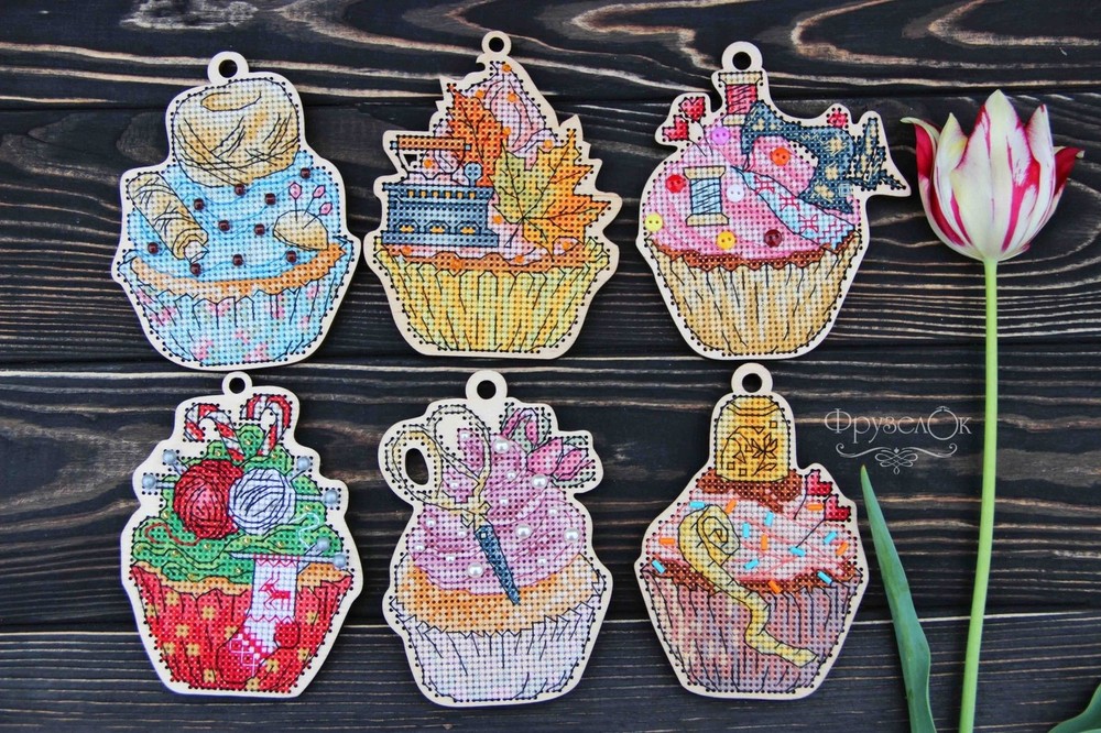 DIY cross stitch kit on wood "Iron"
