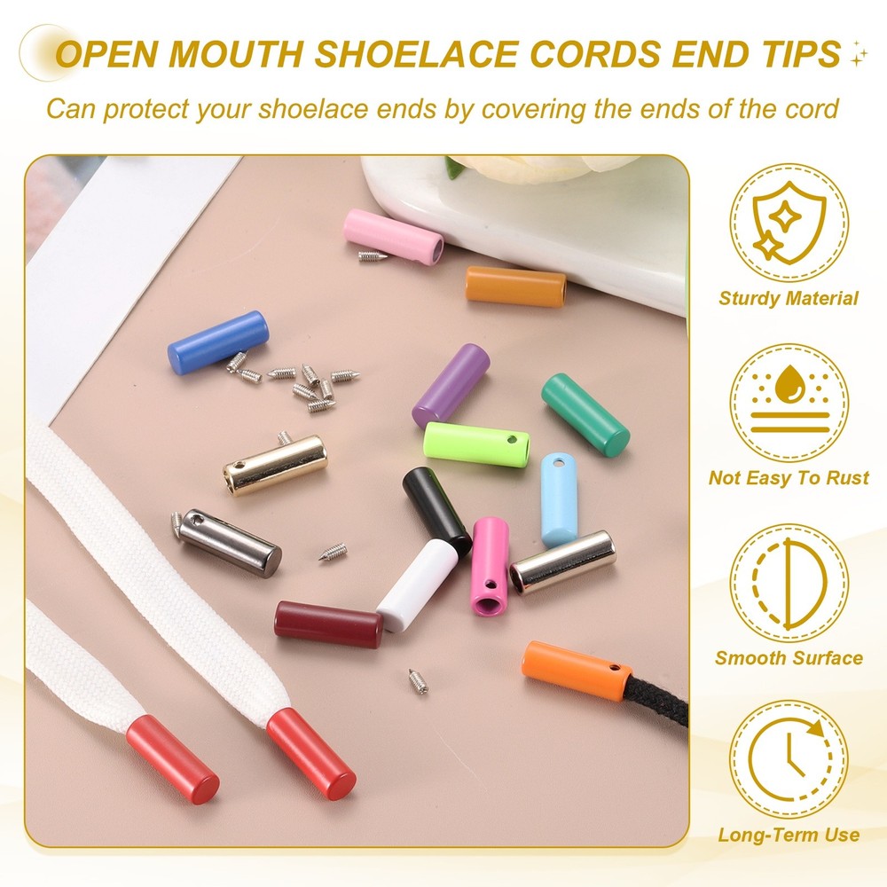 12Pcs 20mm Shoelace Tips Caps with Screw, Red