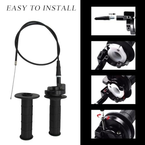 Twist Throttle Accelerator Handle Grips, Throttle Cable Kit for 50cc 90cc