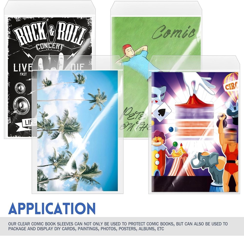 50 Sets Current Size Comic Book Bags and Boards, Reusable Transparent Comic B...