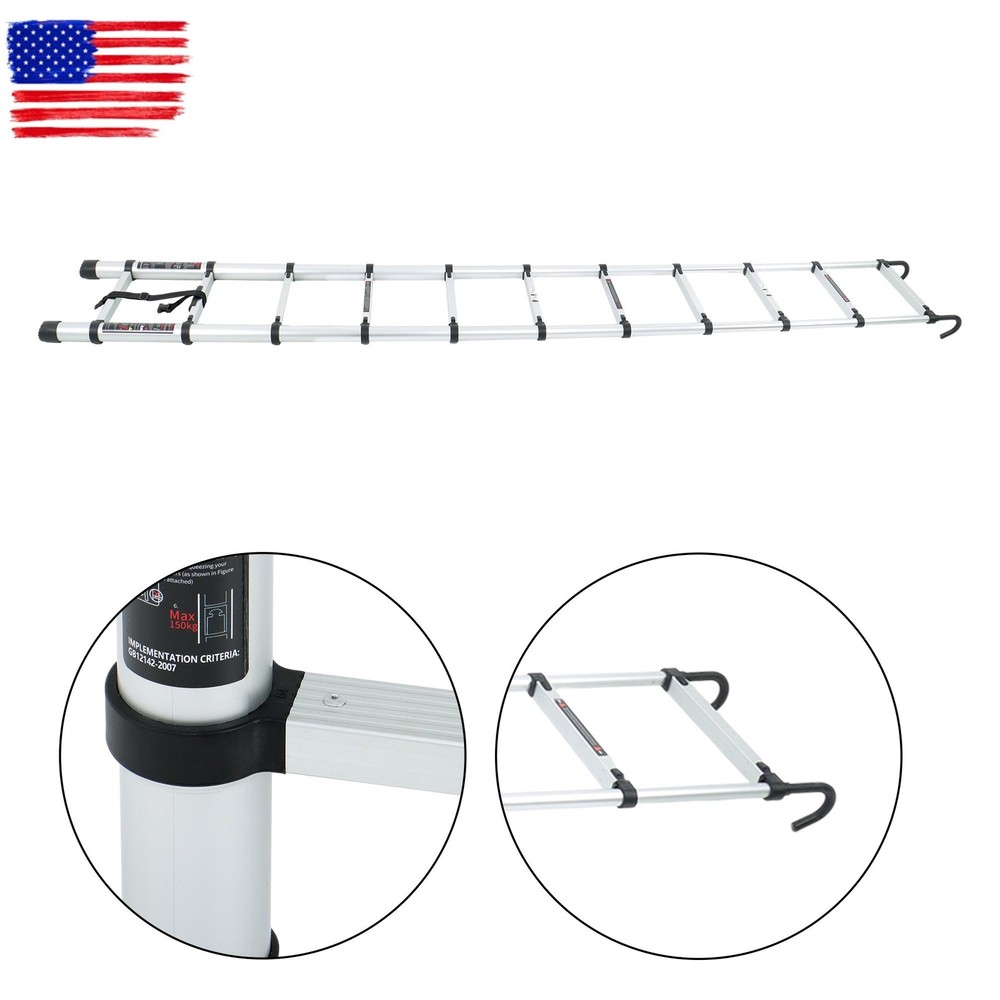 10.5 FT Folding Aluminum Telescoping Ladder Telescopic Multi Purpose 330 Lbs