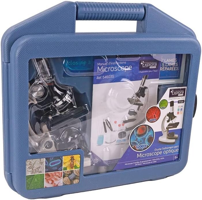28 Pc Microscope Set 1200x With Black Carry Case Explore The World Observation