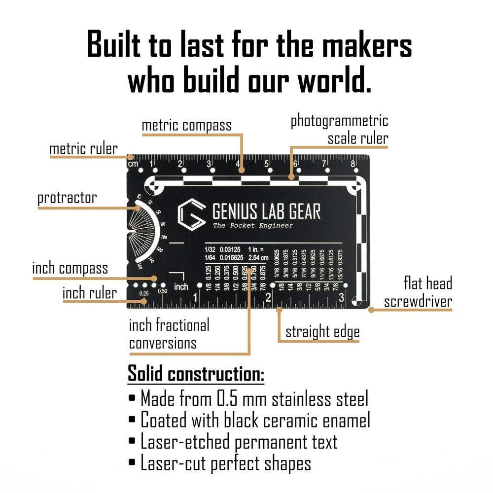 The Pocket Engineer - Wallet Engineering Ruler Scale and Unit Conversion Refe...