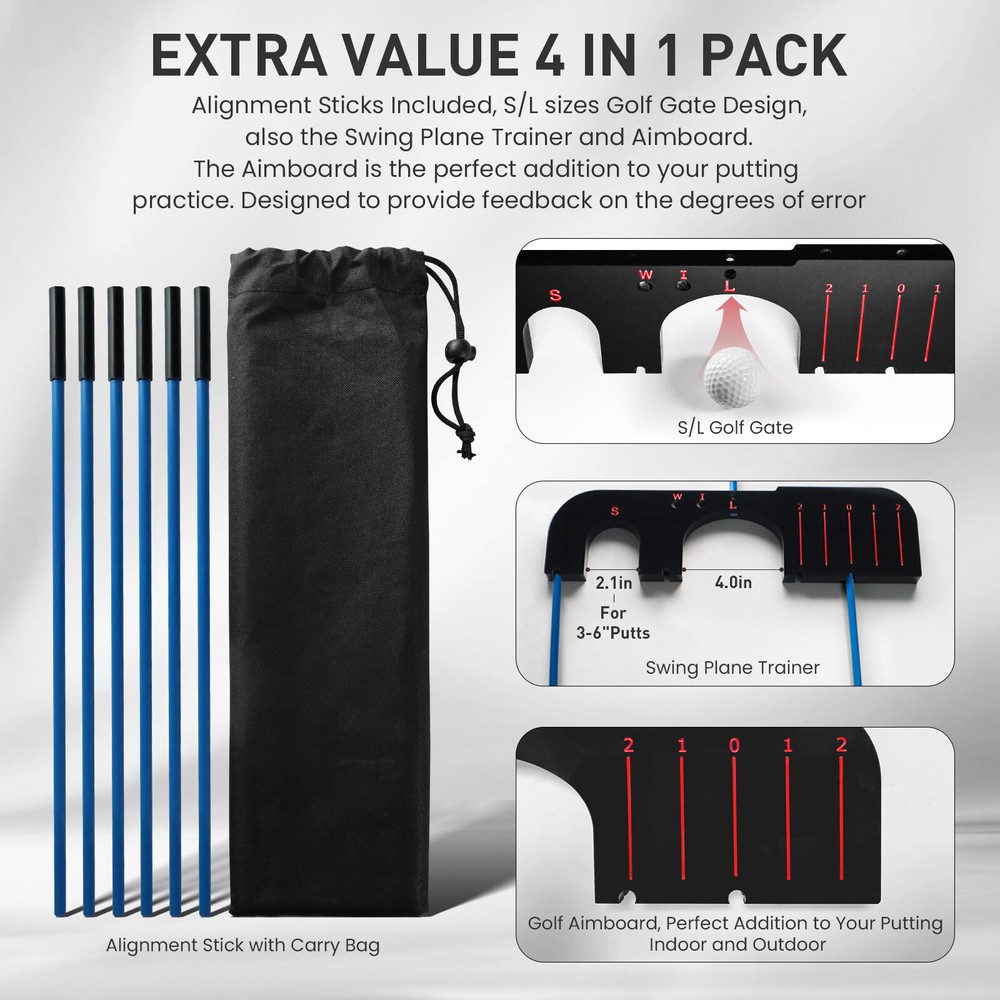 With 6 Alignment Sticks and 5 Swing Plane Angles Golf Training Aid Tour Aim Gate