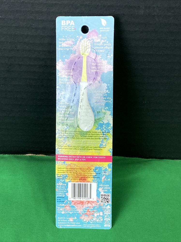 RADIUS Big Kidz Forever Brush Replaceable Head Toothbrush 6+ Teal & Orange