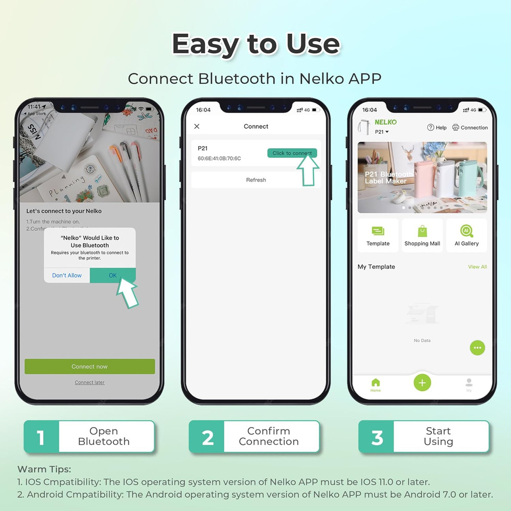 Label Maker Machine with Tape, P21 Bluetooth Label Printer, Wireless Mini Label