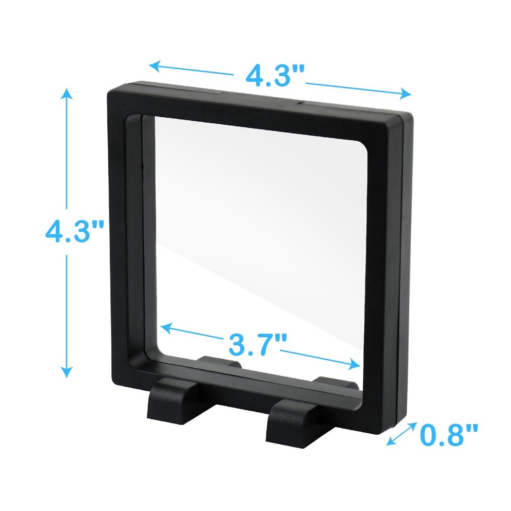 Challenge Coins Display Frame, Clear 3D Floating 4.3" x x 0.8 ", Black