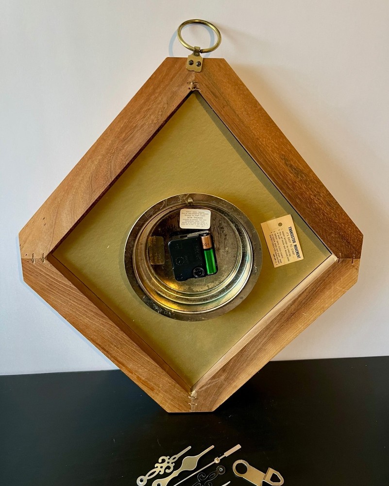Mid Century Large Seth Thomas ~ Diamond Shape Wall Clock Model E634 Working