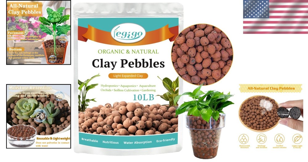 Natural Leca Clay Pebbles for Terrarium, 10lb