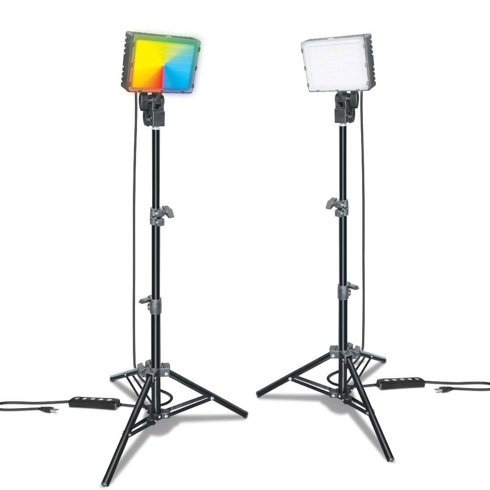 2-Pack Dimmable USB LED Video Light with Adjustable 21-46" Tripod Stand, 2-Pa...