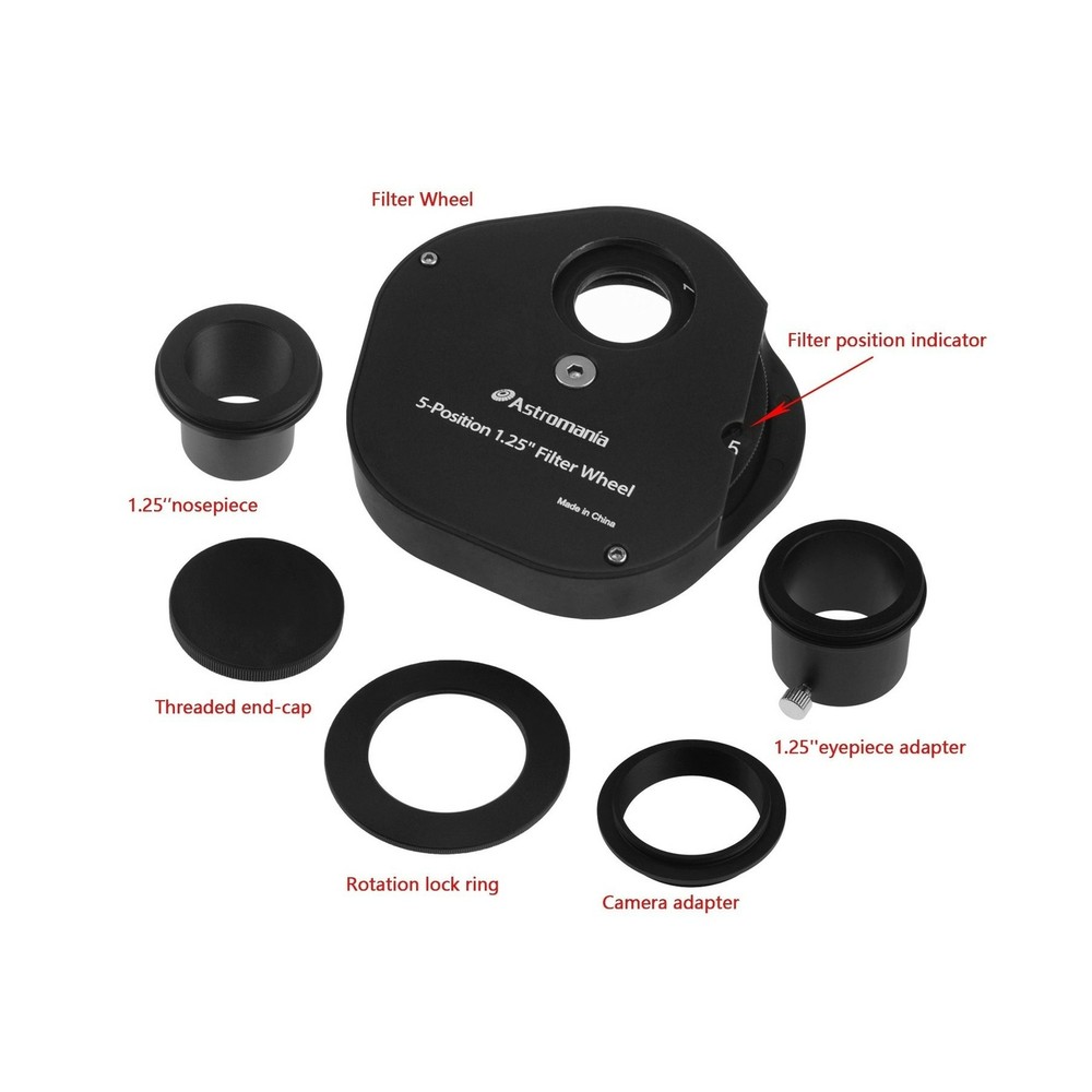 Astromania 1.25" Multiple 5-Position Filter Wheel for Telescope