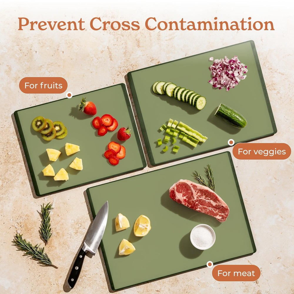 Plastic Cutting Board Set With Holder, Dishwasher Safe Plastic Cutting Boards...