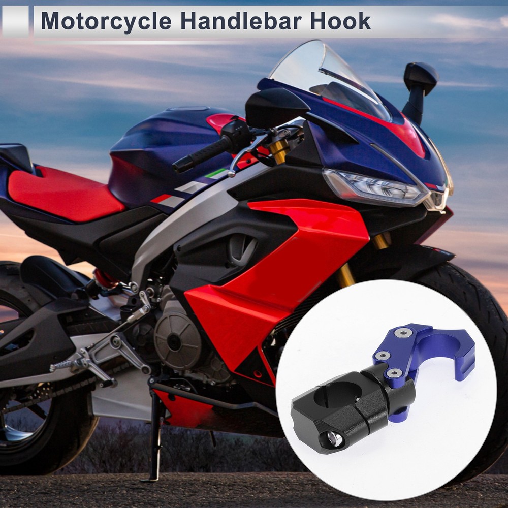 Aluminum Alloy Motorcycle Rectangular Hook With Hex Wrench 1 Set Blue