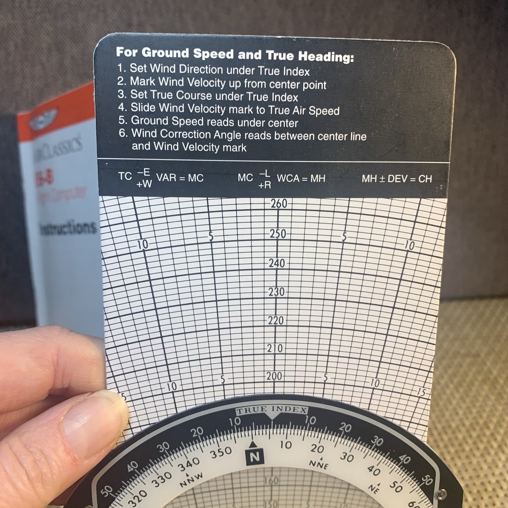 ASA Air Classics L E6-B Flight Computer Instructions & Clear Plastic Sleeve