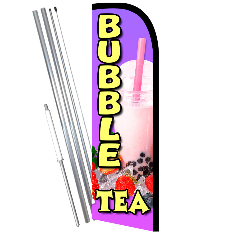Bubble Tea Premium Windless Feather Flag Bundle (Complete Kit) OR Optional Repl