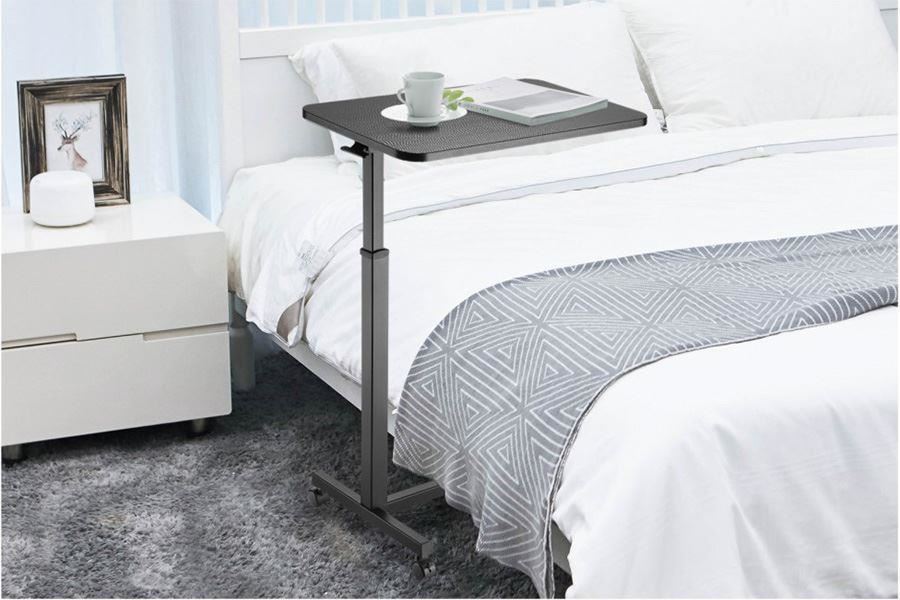Allcam Spring-assisted Height Adjustable Overbed Table Black