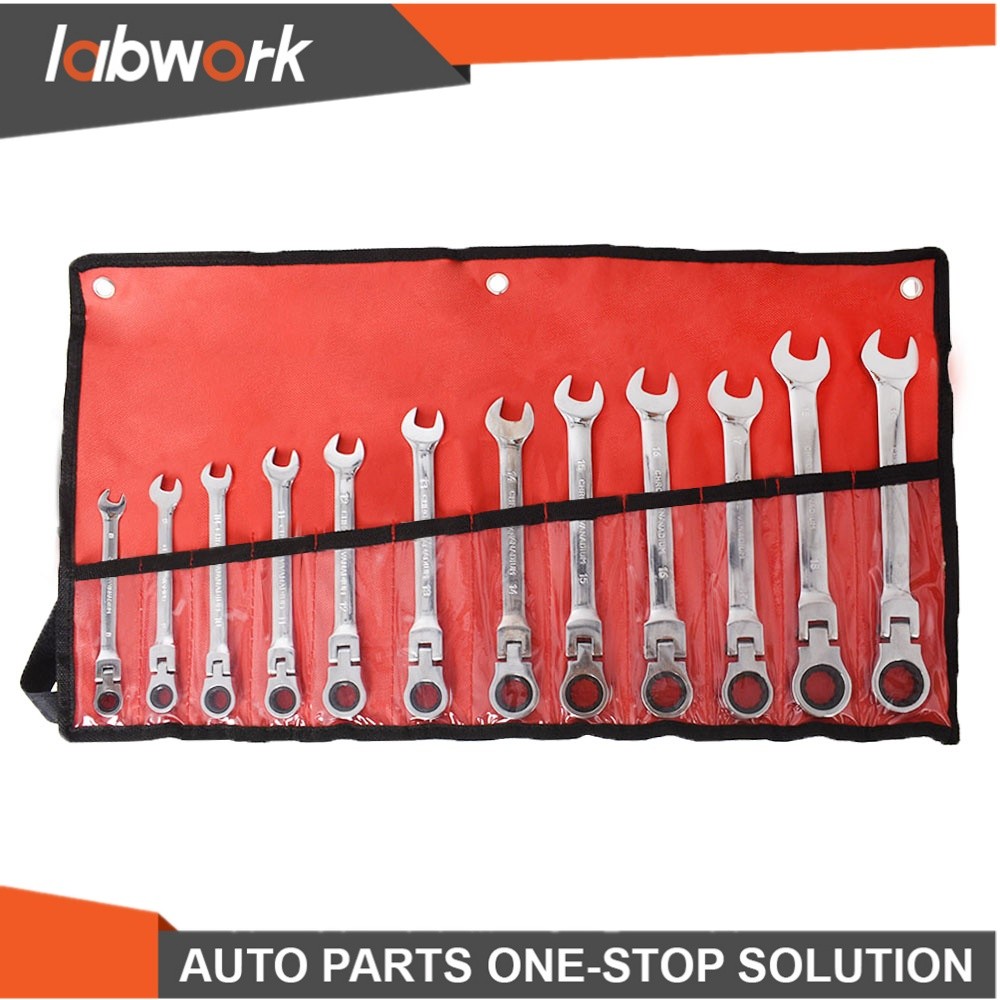 Labwork 12Pcs Reversible Ratchet Wrench Ratcheting Socket Spanner Nut Tools