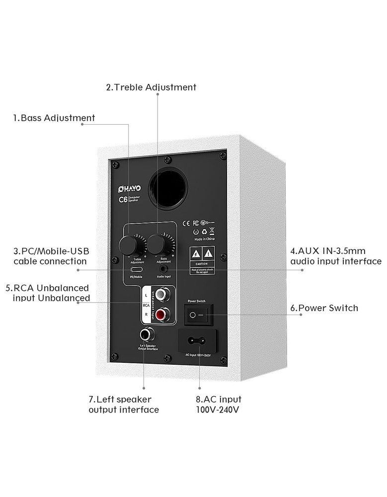 60W Computer Speakers for Gaming and Music, Active Bluetooth 5.3, Stereo 2.0 ...
