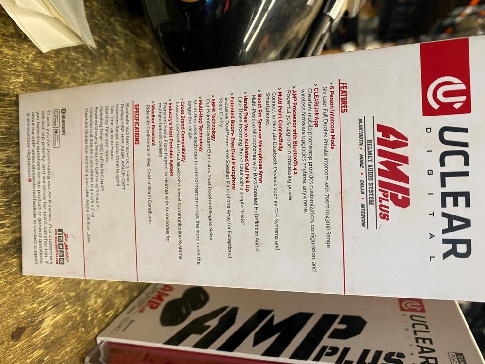 Uclear AMP Bluetooth Helmet Audio System Motorcycle Single Headset Boost Speaker