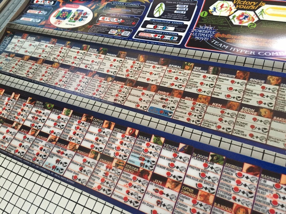 Marvel Vs Capcom 2 Arcade Moves List/Instruction Sheet Stickers