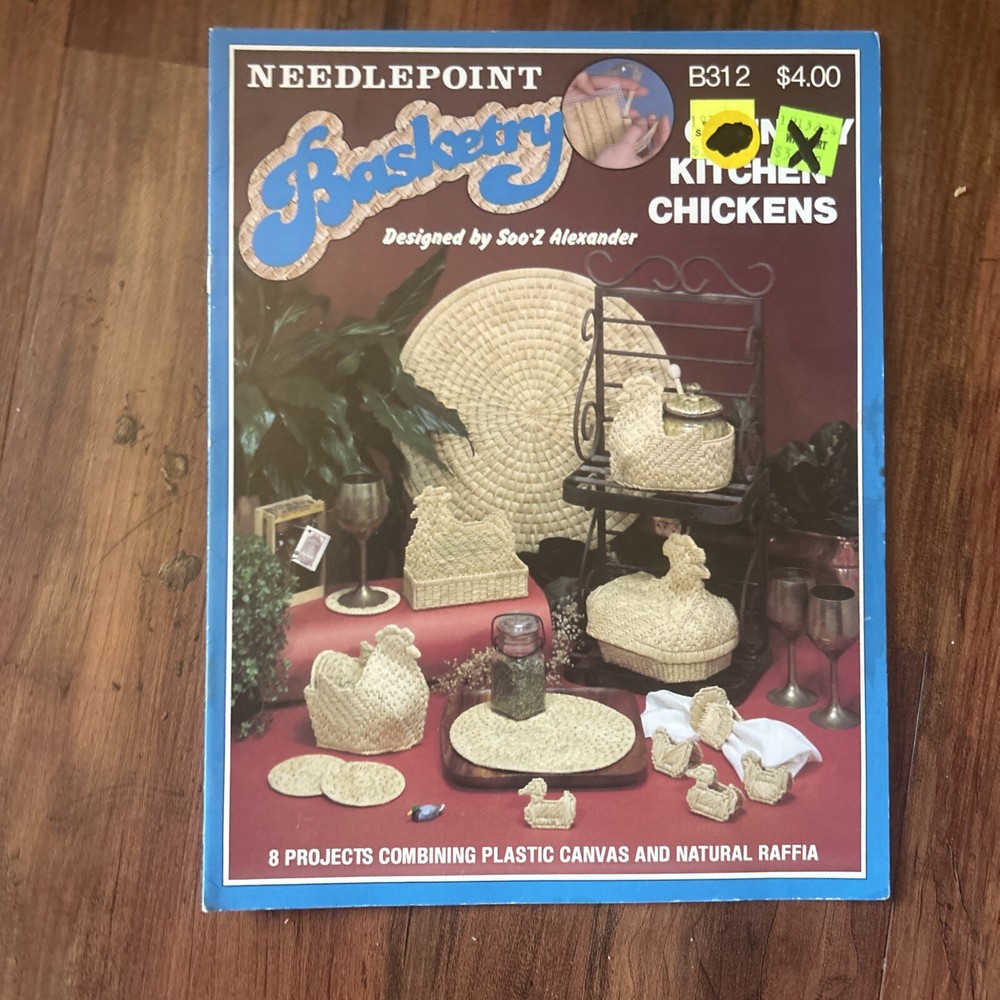 Lot Of 3 Needlepoint Basketry Pattern Booklets 25 Raffia Plastic Canvas Projects