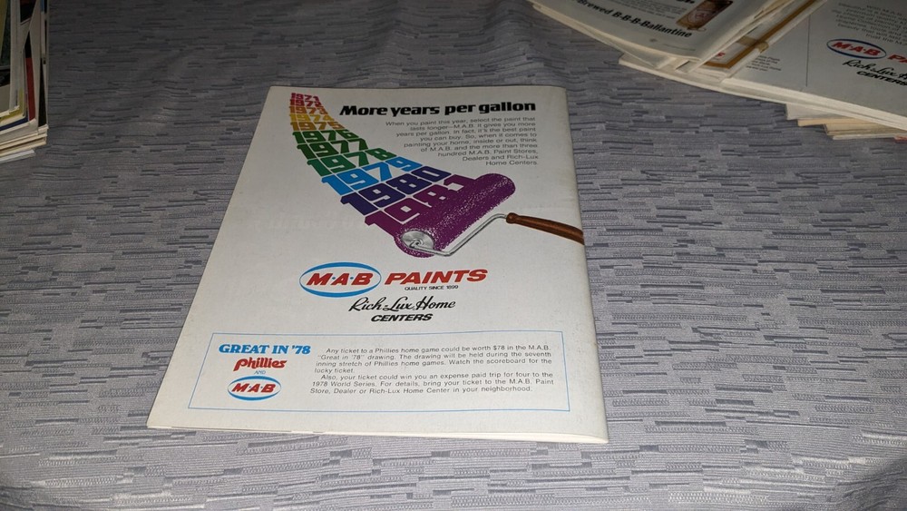 1978 Philadelphia Phillies Chicago Cubs Baseball Program Mike Schmidt