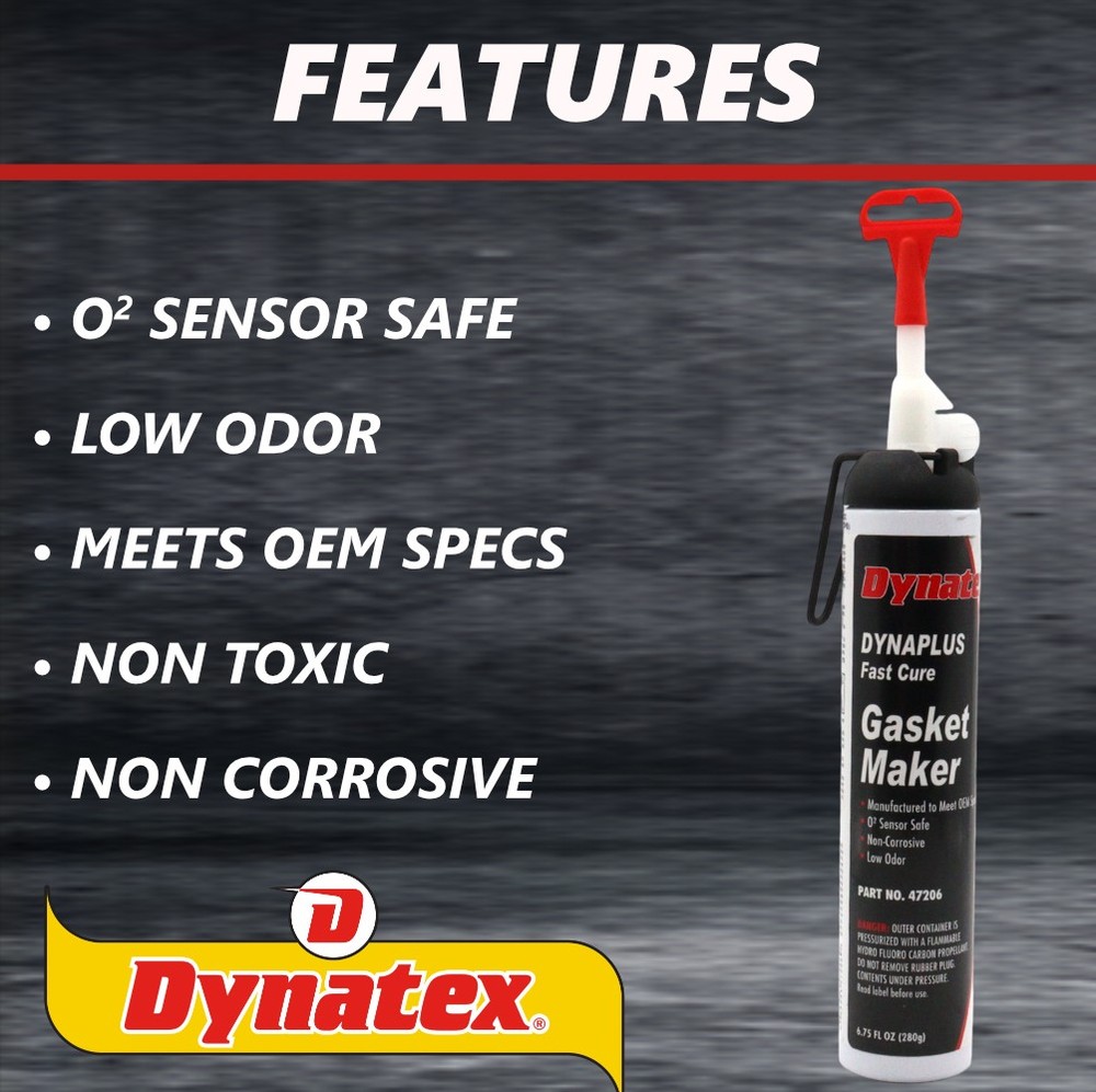 Dynatex DynaPlus Fast Cure Gasket Maker 6.75oz Sensor Safe & Low Odor (2-Pack)