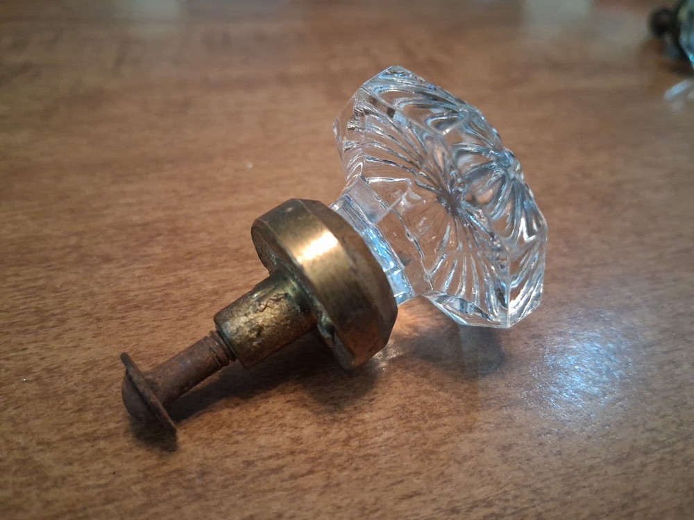 Antique Glass Drawer Pull Knobs Set Of 4 Octagon Shape