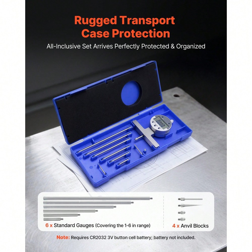 Micrometer Set, Digital Outside LCD Screen, In/Mm Switch, Carbide Tip