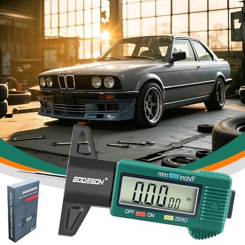 Tire Tread Depth Gauge - Large LCD Screen with Green