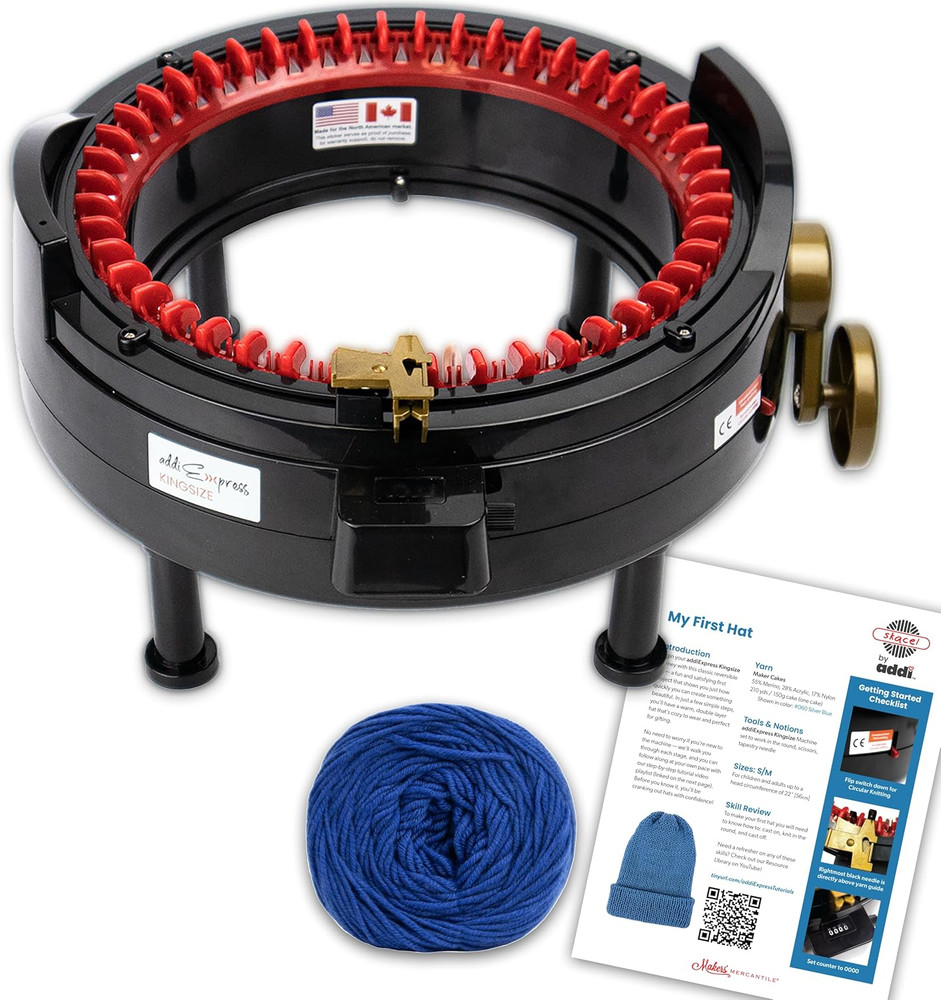Addi Express King Size Knitting Machine Set, 46 Needles Circular Loom with Hand