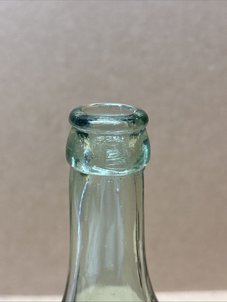 Vintage Green Glass Bottle with Thick Bottom