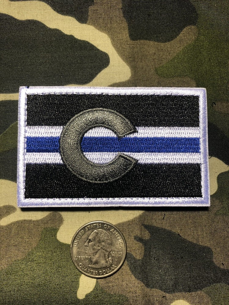 COLORADO STATE FLAG PATCH POLICE THIN BLUE LINE SUBDUED WITH HOOK! BLACK GREY