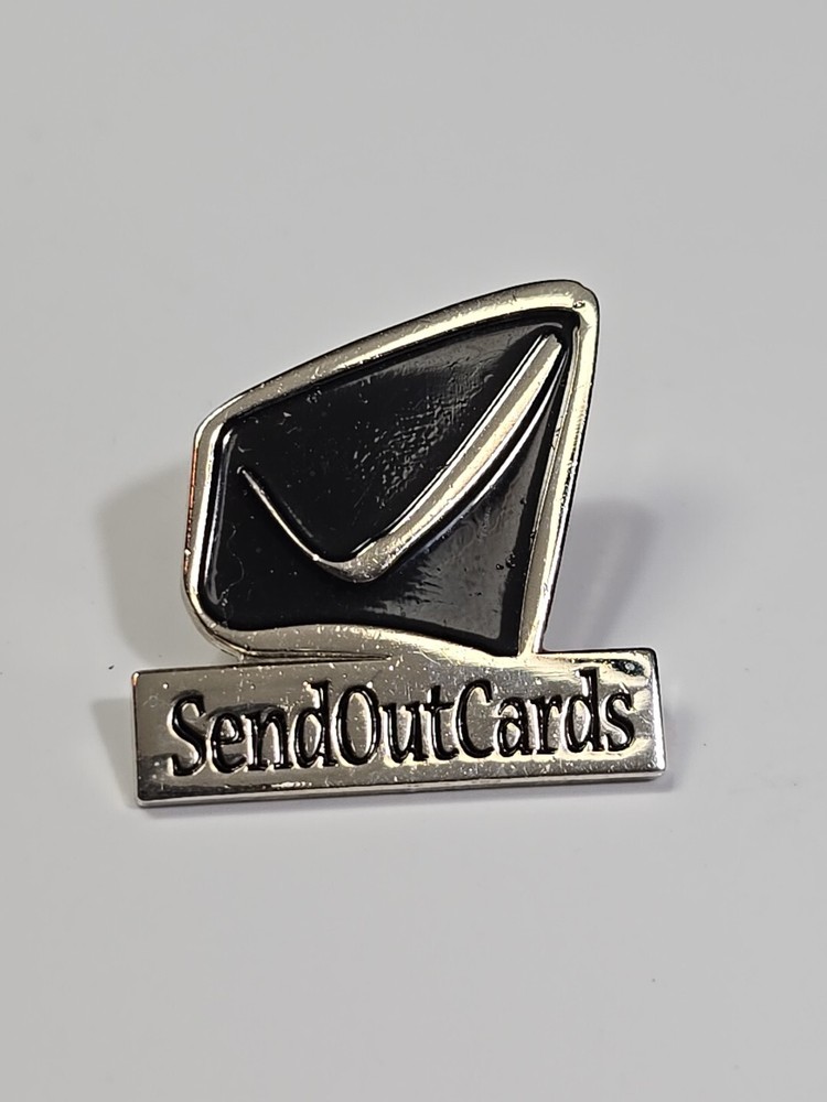 Send Out Cards Lapel Pin Silver & Black Metal